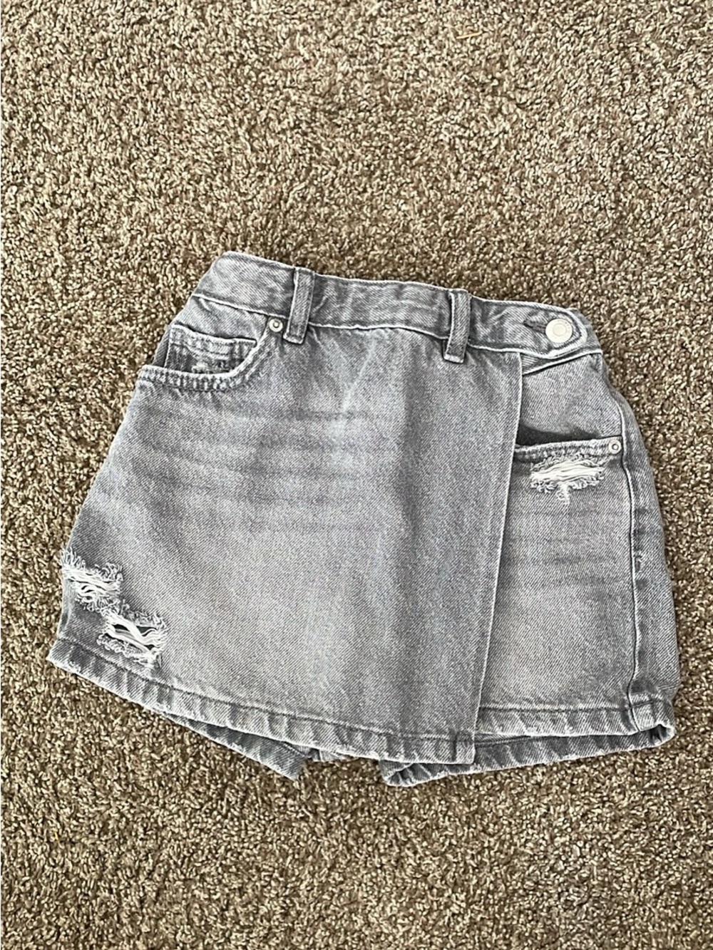 Zara Gray Distressed Denim Skort